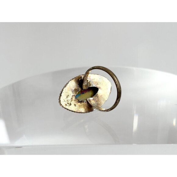 Rainbow Mosaic Jasper Stone Sterling Silver Vintage Southwest Ring - sz 5.75 - Picture 4 of 10